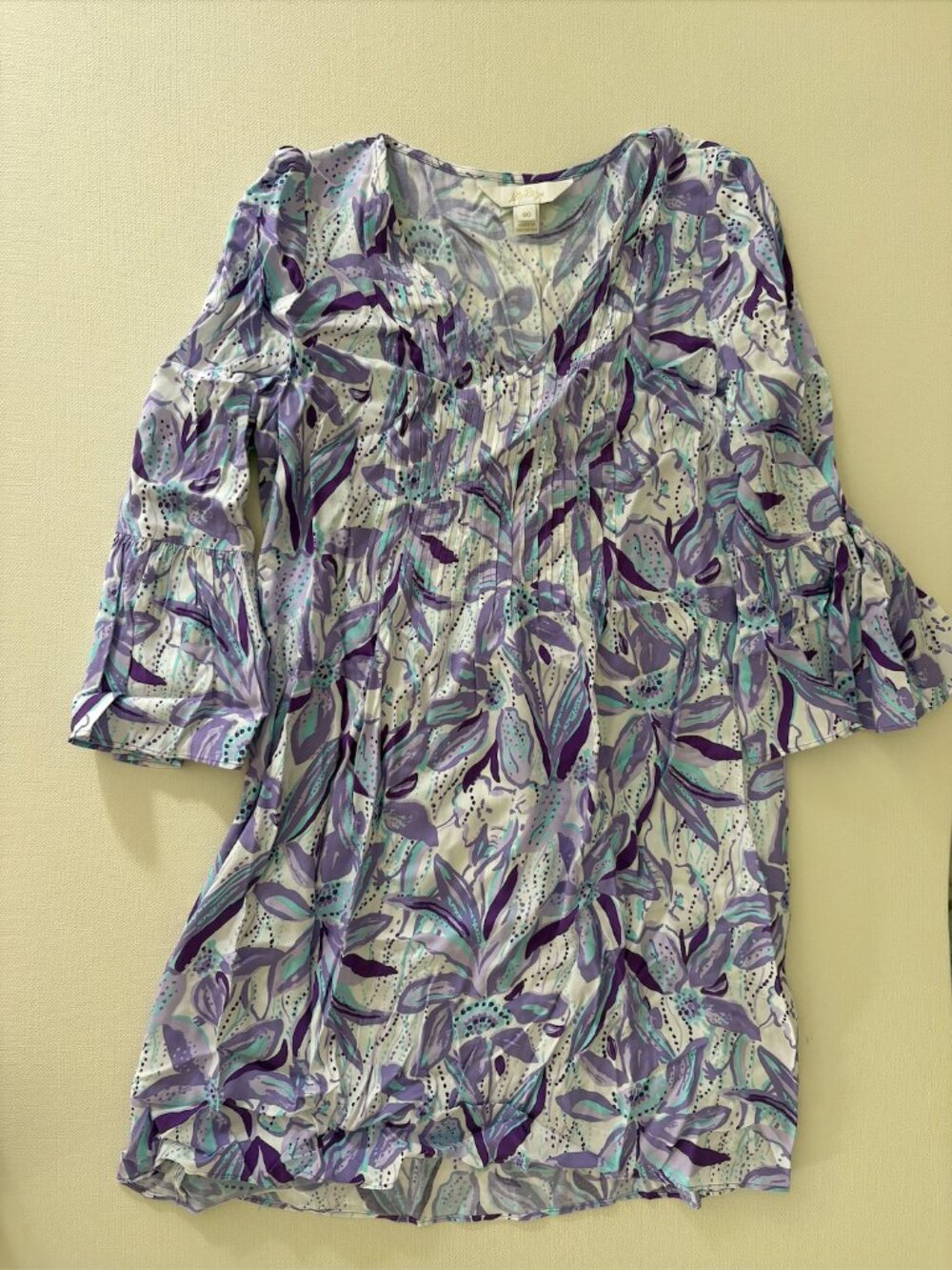 Lilly Pulitzer Purple Blue Floral Beach Cover Up Dress 00